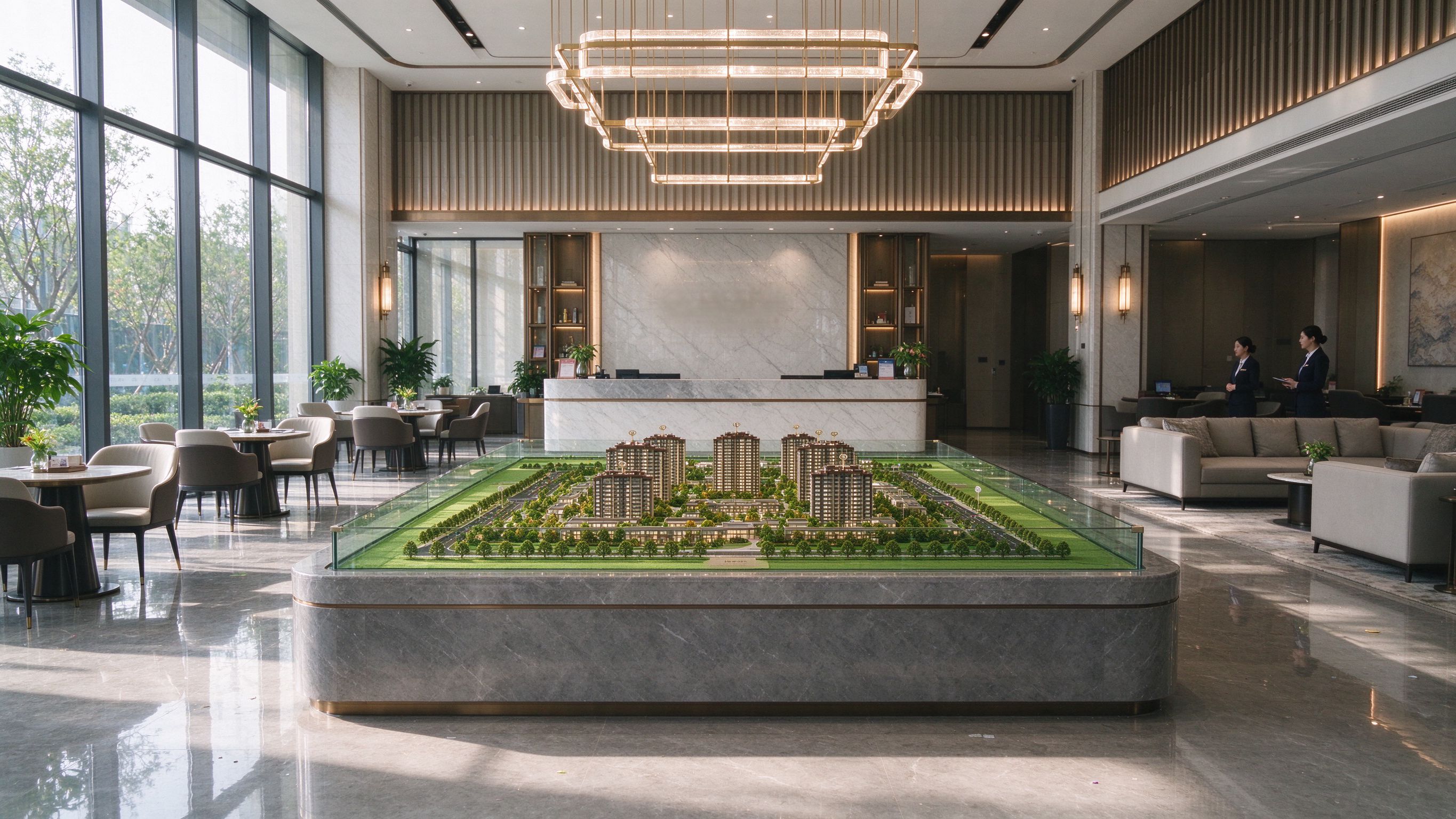 产业园区实景，现代化厂房与办公楼